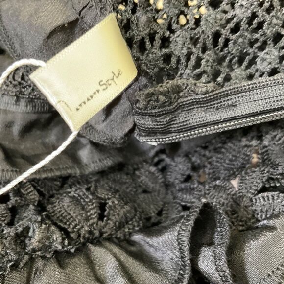 Womens Victorian Steampunk Lace Top sz. M Black High Neck Whimsigoth Fairy zips - Picture 14 of 14